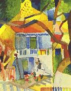August Macke Innenhof des Landhauses in St. Germain Spain oil painting artist